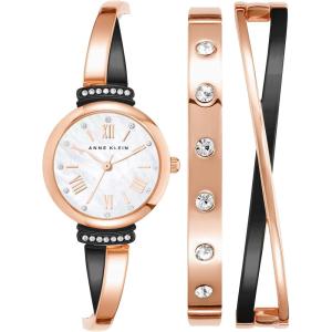 imageAnne Klein Womens Premium Crystal Accented Bangle Watch Set AK2245Rose GoldGunmetal Grey