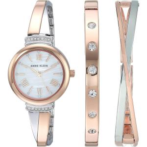 imageAnne Klein Womens Premium Crystal Accented Bangle Watch Set AK2245Rose GoldSilver