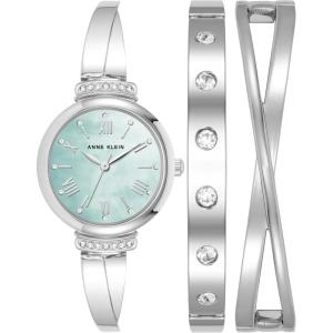 imageAnne Klein Womens Premium Crystal Accented Bangle Watch Set AK2245SilverLight Blue