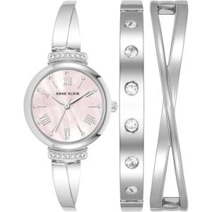 imageAnne Klein Womens Premium Crystal Accented Bangle Watch Set AK2245SilverPink