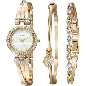 imageAnne Klein Womens Premium Crystal Accented Bangle Watch and Bracelet SetGold