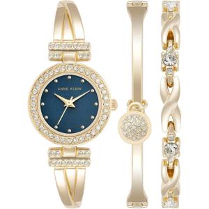 imageAnne Klein Womens Premium Crystal Accented Bangle Watch and Bracelet SetGoldBlue 2