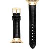 imageAnne Klein Leather Fashion Band for Apple Watch Secure Adjustable Apple Watch Band Replacement Fits Most WristsBlack CrocGold
