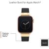 imageAnne Klein Leather Fashion Band for Apple Watch Secure Adjustable Apple Watch Band Replacement Fits Most WristsBlackGold
