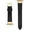 imageAnne Klein Leather Fashion Band for Apple Watch Secure Adjustable Apple Watch Band Replacement Fits Most WristsBlackGold