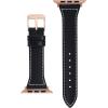 imageAnne Klein Leather Fashion Band for Apple Watch Secure Adjustable Apple Watch Band Replacement Fits Most WristsBlackRose GoldTone