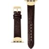 imageAnne Klein Leather Fashion Band for Apple Watch Secure Adjustable Apple Watch Band Replacement Fits Most WristsBrownGoldTone
