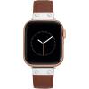imageAnne Klein Leather Fashion Band for Apple Watch Secure Adjustable Apple Watch Band Replacement Fits Most WristsBrownSilver