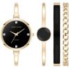 imageAnne Klein Womens Bangle Watch and Bracelet SetBlackGold LabGrown