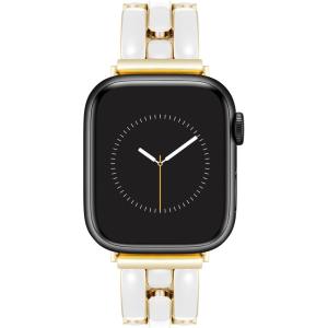 imageAnne Klein Fashion Bracelet for Apple Watch Secure Adjustable Apple Watch Replacement Band Fits Most WristsWhiteGold