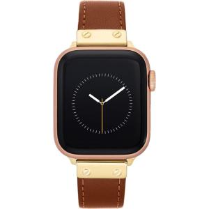 imageAnne Klein Leather Fashion Band for Apple Watch Secure Adjustable Apple Watch Band Replacement Fits Most WristsBrownGold