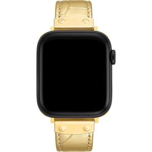imageAnne Klein Leather Fashion Band for Apple Watch Secure Adjustable Apple Watch Band Replacement Fits Most WristsGold