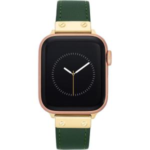 imageAnne Klein Leather Fashion Band for Apple Watch Secure Adjustable Apple Watch Band Replacement Fits Most WristsGreenGold