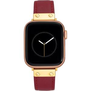 imageAnne Klein Leather Fashion Band for Apple Watch Secure Adjustable Apple Watch Band Replacement Fits Most WristsRedGold