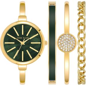 imageAnne Klein Womens Bangle Watch and Bracelet SetGoldGreen