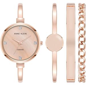 imageAnne Klein Womens Bangle Watch and Bracelet SetRose GoldBlush Pink LabGrown