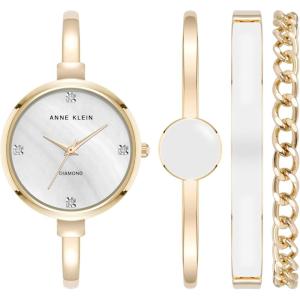 imageAnne Klein Womens Bangle Watch and Bracelet SetWhiteGold LabGrown