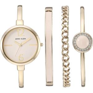 imageAnne Klein Womens Bangle Watch and Premium Crystal Accented Bracelet SetGoldPink