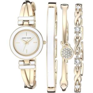 imageAnne Klein Womens Bangle Watch and Premium Crystal Accented Bracelet SetGoldWhite