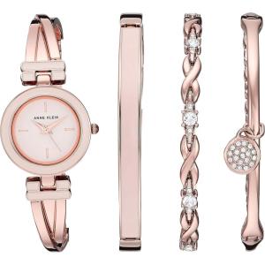 imageAnne Klein Womens Bangle Watch and Premium Crystal Accented Bracelet SetRose GoldPink