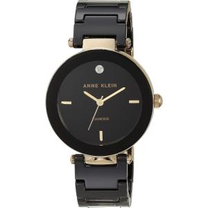 imageAnne Klein Womens Black Ceramic Bracelet Watch with Diamond AccentBlackGold