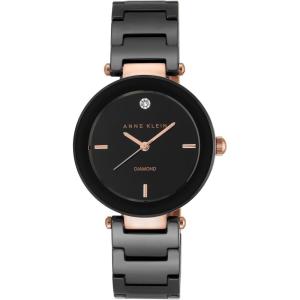 imageAnne Klein Womens Black Ceramic Bracelet Watch with Diamond AccentBlackRose Gold