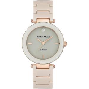 imageAnne Klein Womens Black Ceramic Bracelet Watch with Diamond AccentTanRose Gold