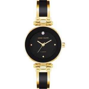 imageAnne Klein Womens Genuine Diamond Dial Bangle WatchBlackGold