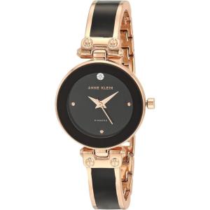 imageAnne Klein Womens Genuine Diamond Dial Bangle WatchBlackRose Gold