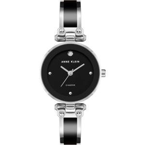 imageAnne Klein Womens Genuine Diamond Dial Bangle WatchBlackSilver