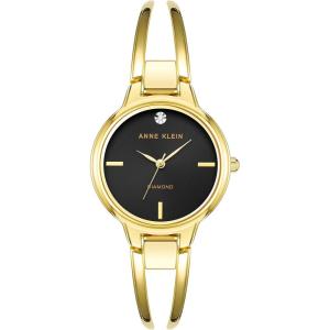 imageAnne Klein Womens Genuine Diamond Dial Bangle WatchGoldBlack