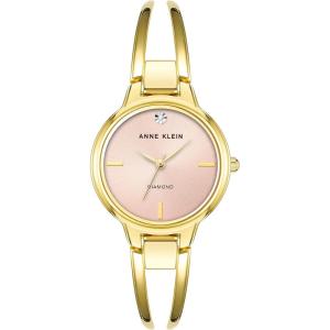 imageAnne Klein Womens Genuine Diamond Dial Bangle WatchGoldPink
