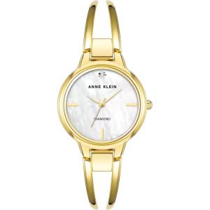 imageAnne Klein Womens Genuine Diamond Dial Bangle WatchGoldWhite