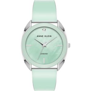 imageAnne Klein Womens Genuine Diamond Dial Bangle WatchMint GreenSilver