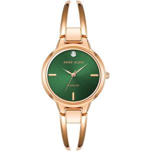 imageAnne Klein Womens Genuine Diamond Dial Bangle WatchRose GoldGreen