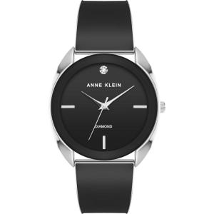 imageAnne Klein Womens Genuine Diamond Dial Bangle WatchSilverBlack