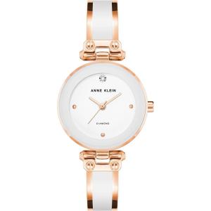 imageAnne Klein Womens Genuine Diamond Dial Bangle WatchWhiteRose Gold