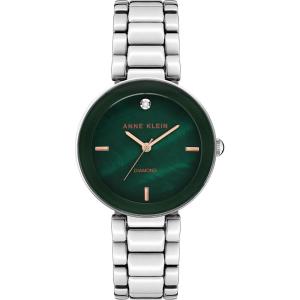 imageAnne Klein Womens Genuine Diamond Dial Bracelet WatchGreenSilver