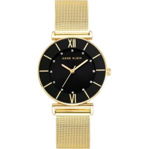 imageAnne Klein Womens Glitter Accented Mesh Bracelet WatchGoldBlack