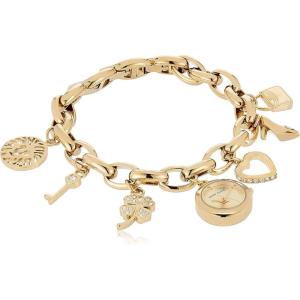 imageAnne Klein Womens Premium Crystal Accented GoldTone Charm Bracelet Watch 107604CHRMGold