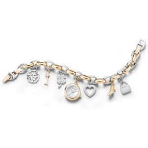 imageAnne Klein Womens Premium Crystal Accented GoldTone Charm Bracelet Watch 107604CHRMTwoTone