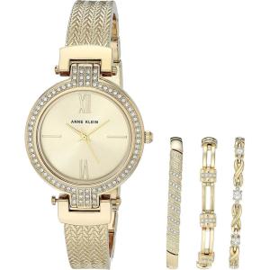 imageAnne Klein Womens Premium Crystal Accented Watch and Bracelet Set AK3584Gold