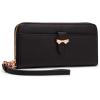 imageAnne Klein Womens Ak Boxed Slim Zip Wallet with Bow Detailing and Wristlet StrapBlack