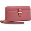 imageAnne Klein Womens Ak Boxed Slim Zip Wallet with Bow Detailing and Wristlet StrapVintage Pink