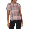 imageAnne Klein Womens Short Sleeve Blouse with Bateau NecklineRosestone Combo