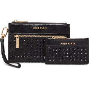 imageAnne Klein Ak 2 Piece Gift Set with Rhinestone Zip Clutch and Card CaseBlack