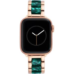 imageAnne Klein Fashion Resin Bracelet for Apple Watch Secure Adjustable Apple Watch Replacement Band Fits Most WristsGreenRose Gold