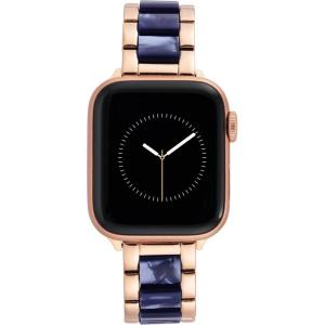 imageAnne Klein Fashion Resin Bracelet for Apple Watch Secure Adjustable Apple Watch Replacement Band Fits Most WristsNavyRose GoldTone