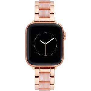 imageAnne Klein Fashion Resin Bracelet for Apple Watch Secure Adjustable Apple Watch Replacement Band Fits Most WristsPinkRose GoldTone