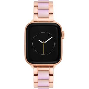 imageAnne Klein Fashion Resin Bracelet for Apple Watch Secure Adjustable Apple Watch Replacement Band Fits Most WristsRose GoldIridescent